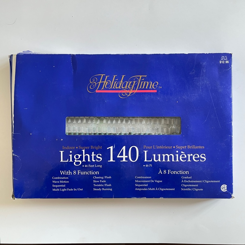 Holiday Time 140 String Lights Clear Super Bright 8 Function 46 Feet Indoor NIB